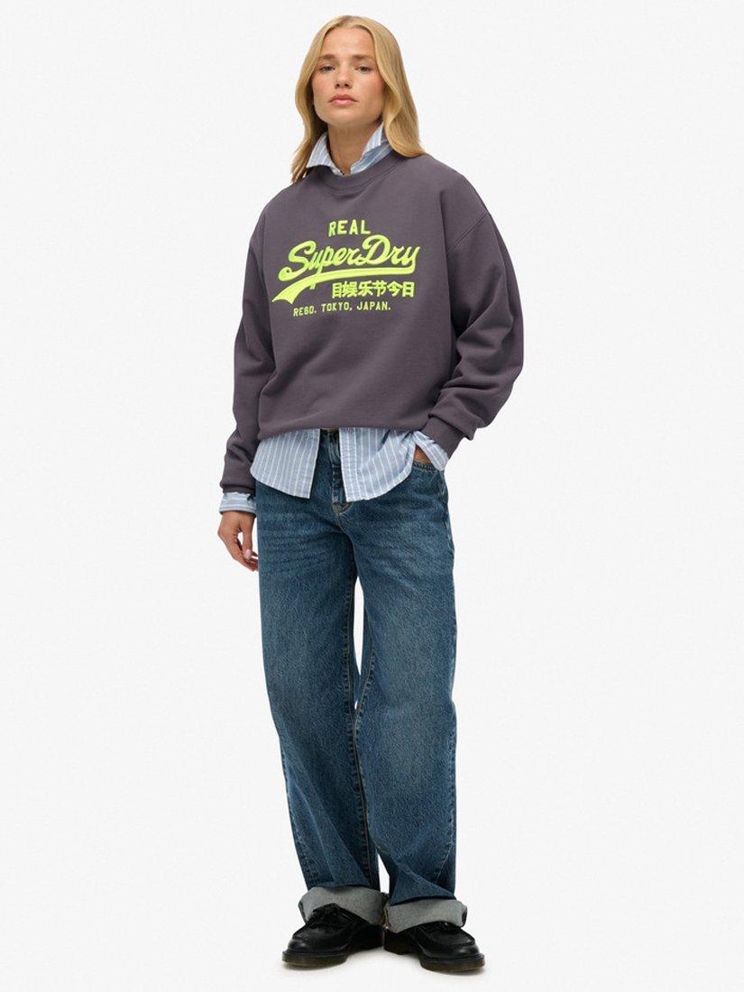 Product image 3 of 5, which shows Superdry Vintage Logo Neon Sweatshirt, Scandi Grey, 8