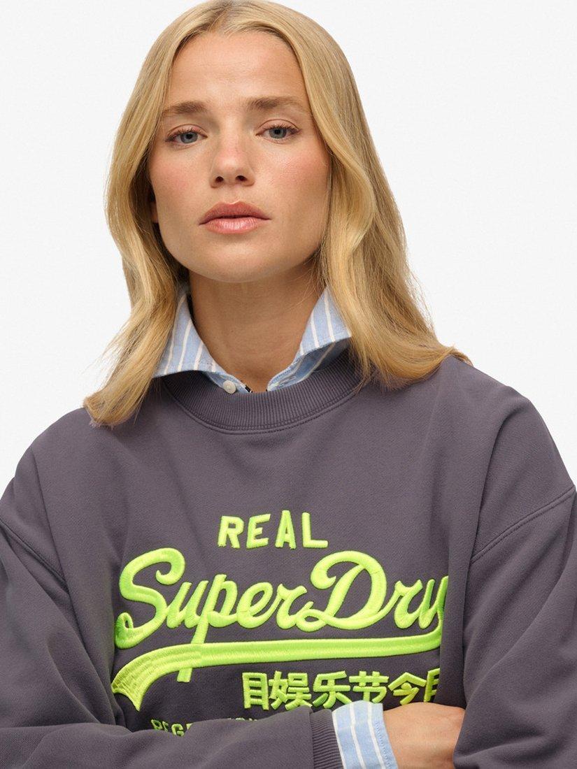 Product image 4 of 5, which shows Superdry Vintage Logo Neon Sweatshirt, Scandi Grey, 8
