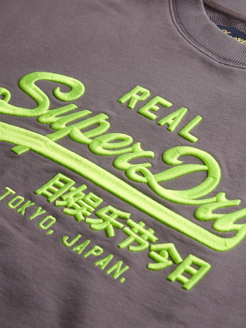 Product image 5 of 5, which shows Superdry Vintage Logo Neon Sweatshirt, Scandi Grey, 8