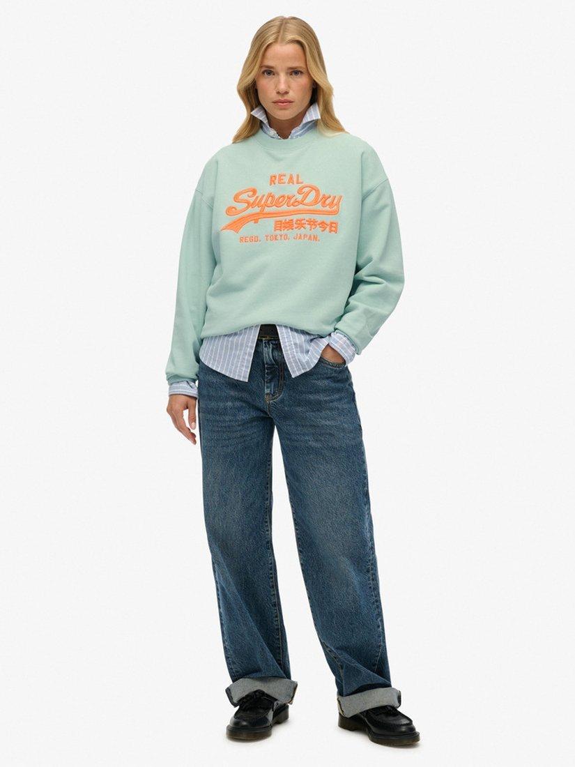 Product image 3 of 5, which shows Superdry Vintage Logo Neon Sweatshirt, Harbour Grey, 8