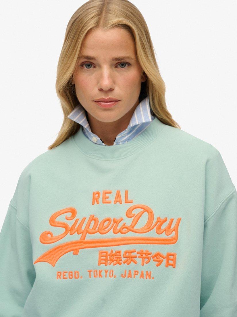 Product image 4 of 5, which shows Superdry Vintage Logo Neon Sweatshirt, Harbour Grey, 8