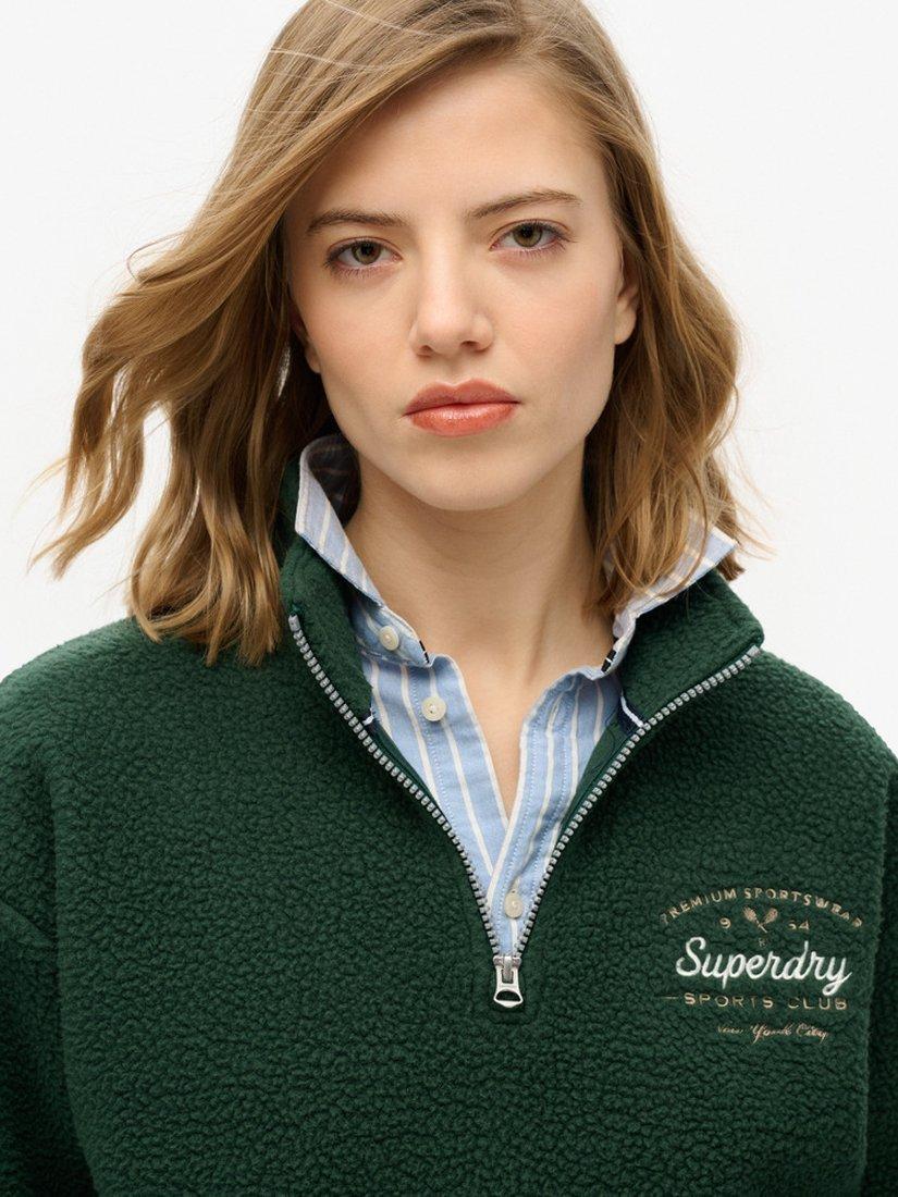 Product image 4 of 5, which shows Superdry Country Club 1/2 Zip Fleece, Enamel Green, 8