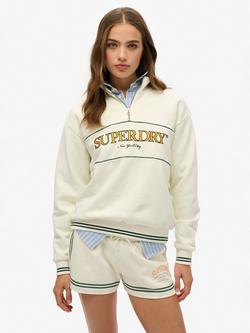 Superdry Country Club 1/2 Zip Hoodie, Off White, Off White