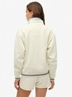 Superdry Country Club 1/2 Zip Hoodie, Off White - view 2, Off White