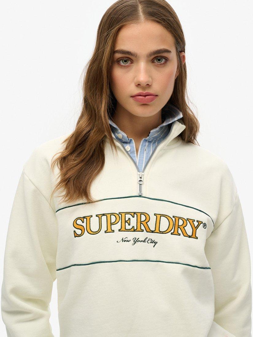 Product image 4 of 4, which shows Superdry Country Club 1/2 Zip Hoodie, Off White, 8
