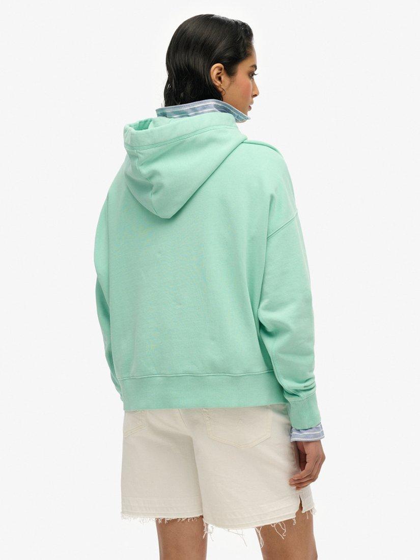 Product image 2 of 5, which shows Superdry Organic Cotton Relaxed Fit Hoodie, Spearmint Green, 8