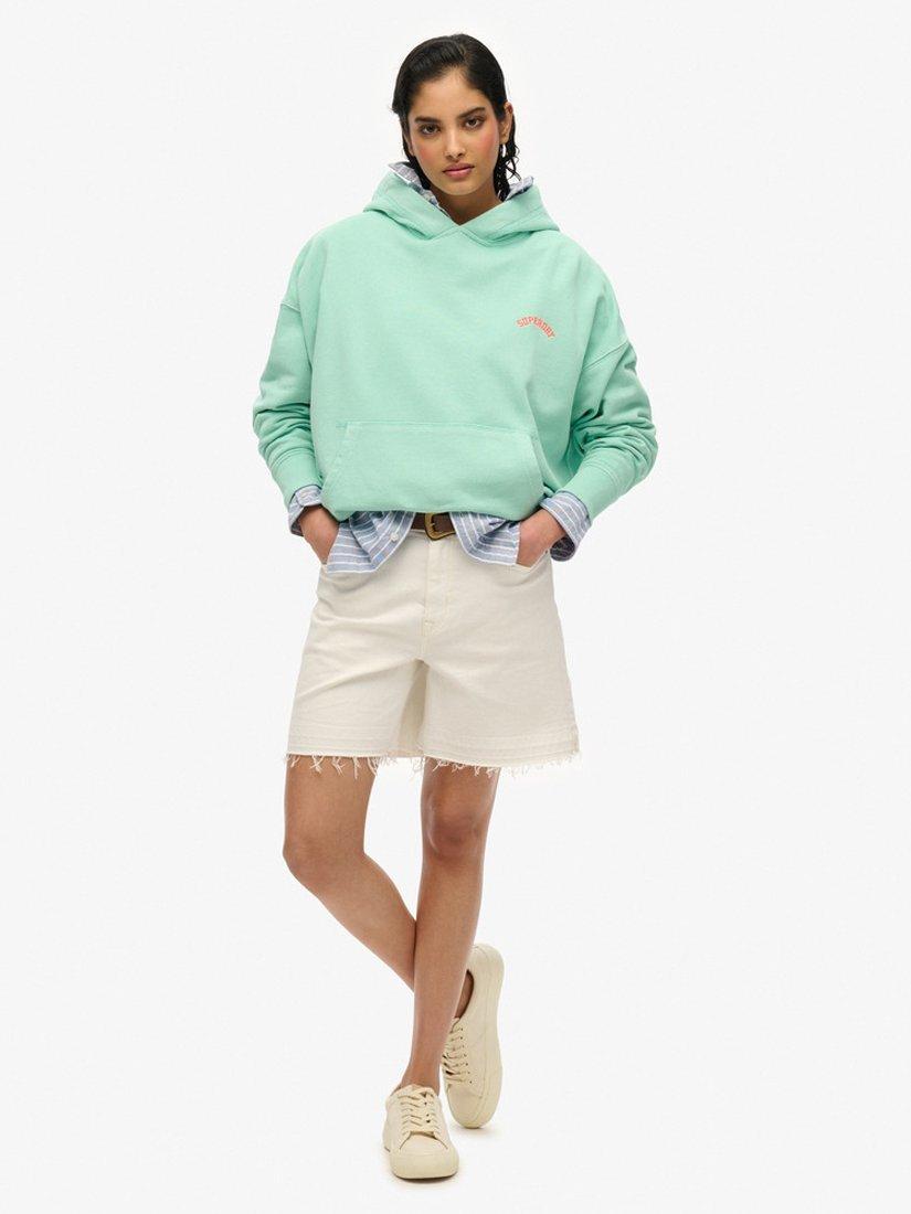 Product image 3 of 5, which shows Superdry Organic Cotton Relaxed Fit Hoodie, Spearmint Green, 8