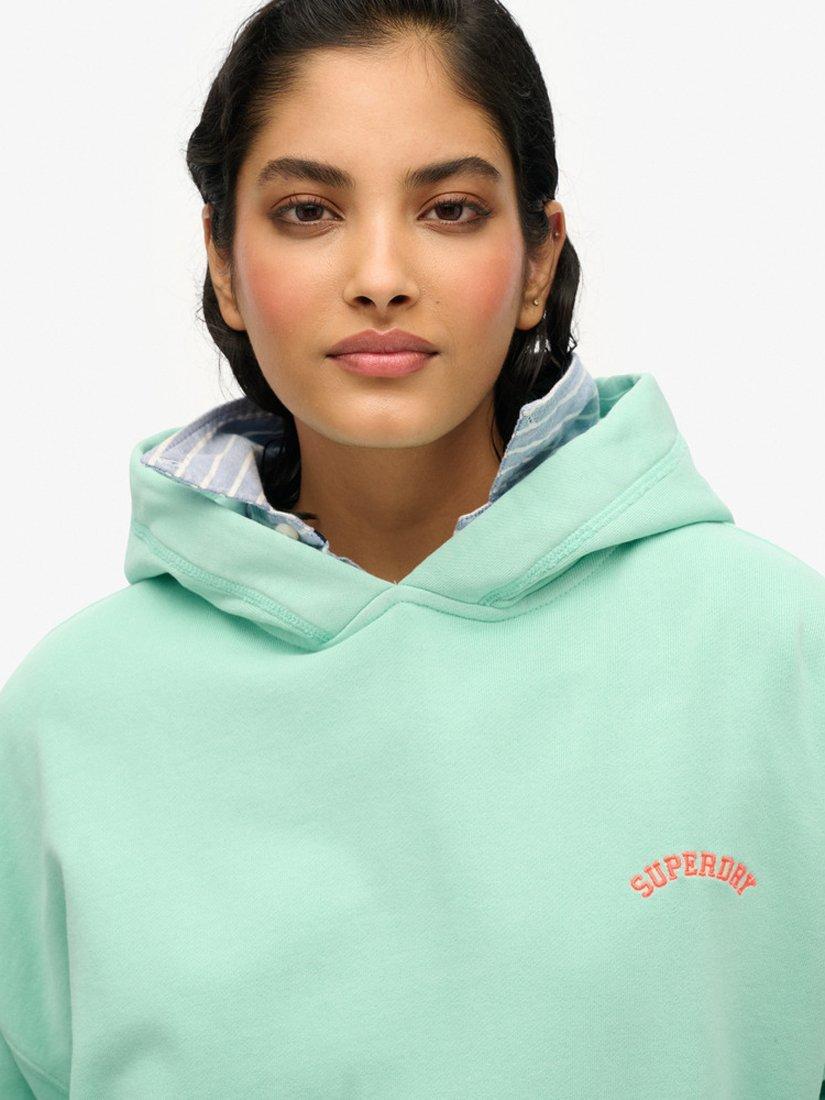 Product image 4 of 5, which shows Superdry Organic Cotton Relaxed Fit Hoodie, Spearmint Green, 8