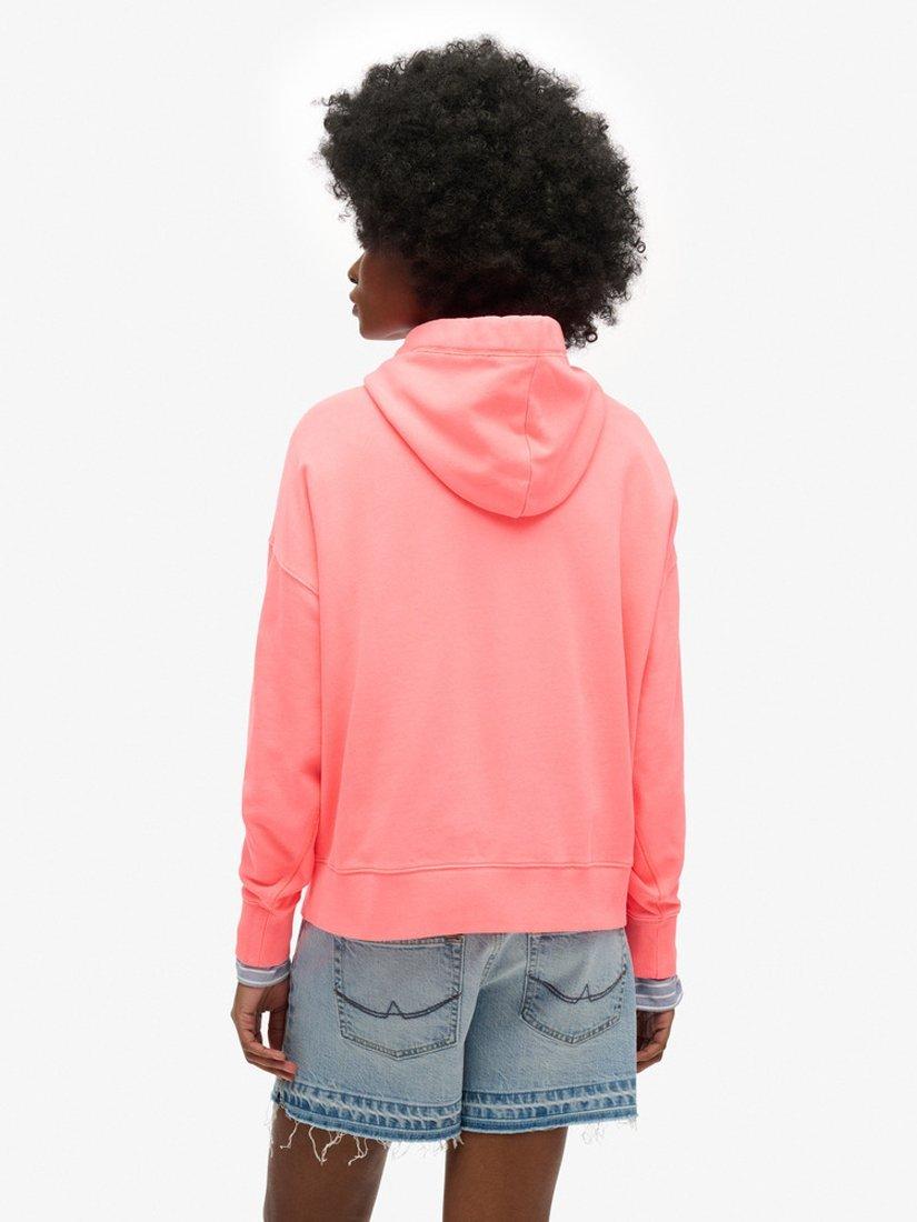 Product image 2 of 4, which shows Superdry Organic Cotton Relaxed Fit Hoodie, Fiery Coral, 8