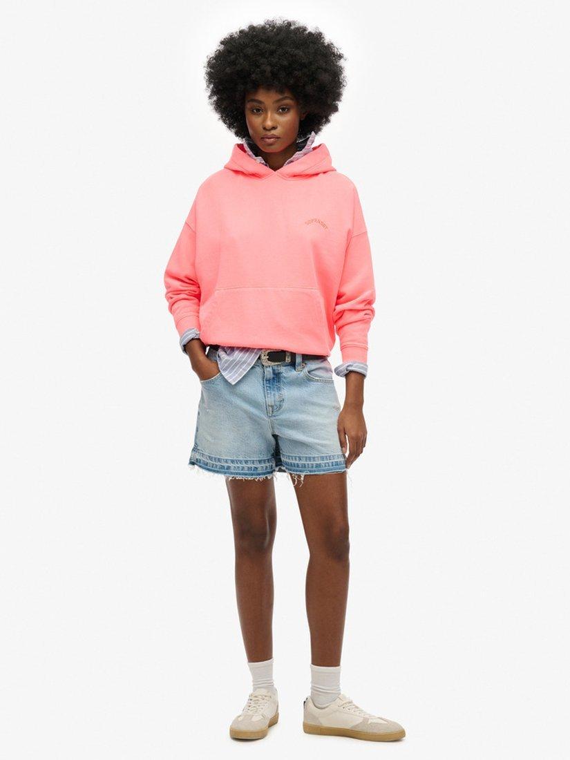 Product image 3 of 4, which shows Superdry Organic Cotton Relaxed Fit Hoodie, Fiery Coral, 8