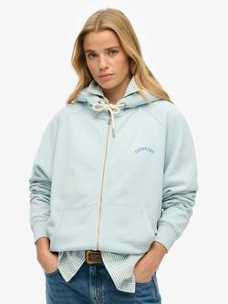 Superdry Essential Logo Oversized Pure Organic Cotton Hoodie, Winter Sky Blue