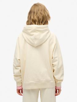 Superdry Essential Logo Oversized Pure Organic Cotton Hoodie - view 2, Desert Bone White