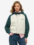 Superdry Essential Logo Oversized Pure Organic Cotton Hoodie, Bone/Pine Green