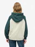 Superdry Essential Logo Oversized Pure Organic Cotton Hoodie, Bone/Pine Green