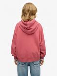Superdry Essential Logo Oversized Pure Organic Cotton Hoodie, Holly Berry Red