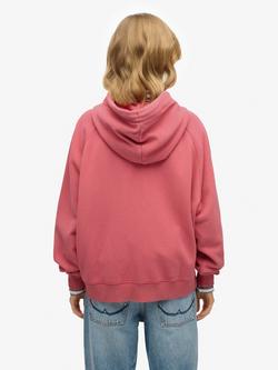 Superdry Essential Logo Oversized Pure Organic Cotton Hoodie - view 2, Holly Berry Red