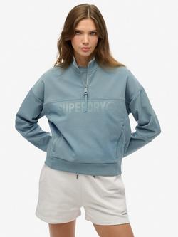 Superdry Active Tech Logo Relaxed 1/2 Zip Jumper, Stormy Blue, Stormy Blue