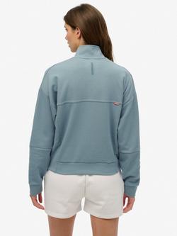 Superdry Active Tech Logo Relaxed 1/2 Zip Jumper, Stormy Blue - view 2, Stormy Blue