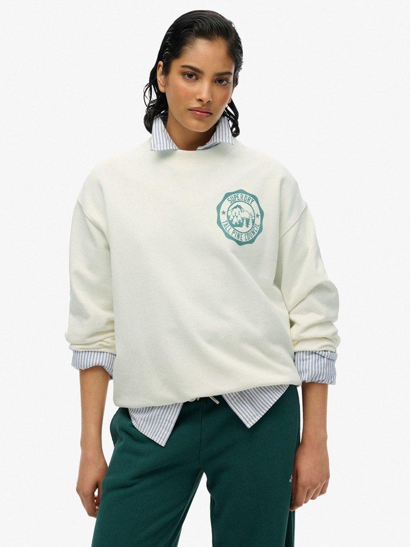 Product image 1 of 5, which shows Superdry Lo-Fi Outdoor Sweatshirt, Cream, 8