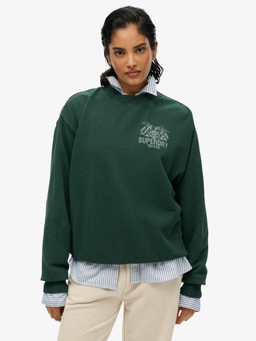 Product image 1 of 4, which shows Superdry Lo-Fi Outdoor Sweatshirt, Enamel Green, 8