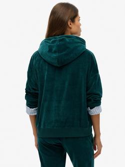 Superdry Velour Zip Hoodie - view 2, Dark Pine Green