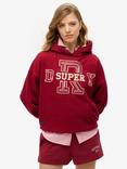 Superdry Athletic Essentials Applique Relaxed Hoodie, Bordeaux Red