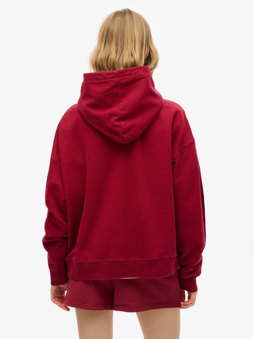Product image 2 of 4, which shows Superdry Athletic Essentials Applique Relaxed Hoodie, Bordeaux Red, 8