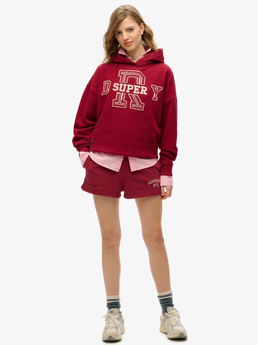 Product image 3 of 4, which shows Superdry Athletic Essentials Applique Relaxed Hoodie, Bordeaux Red, 8