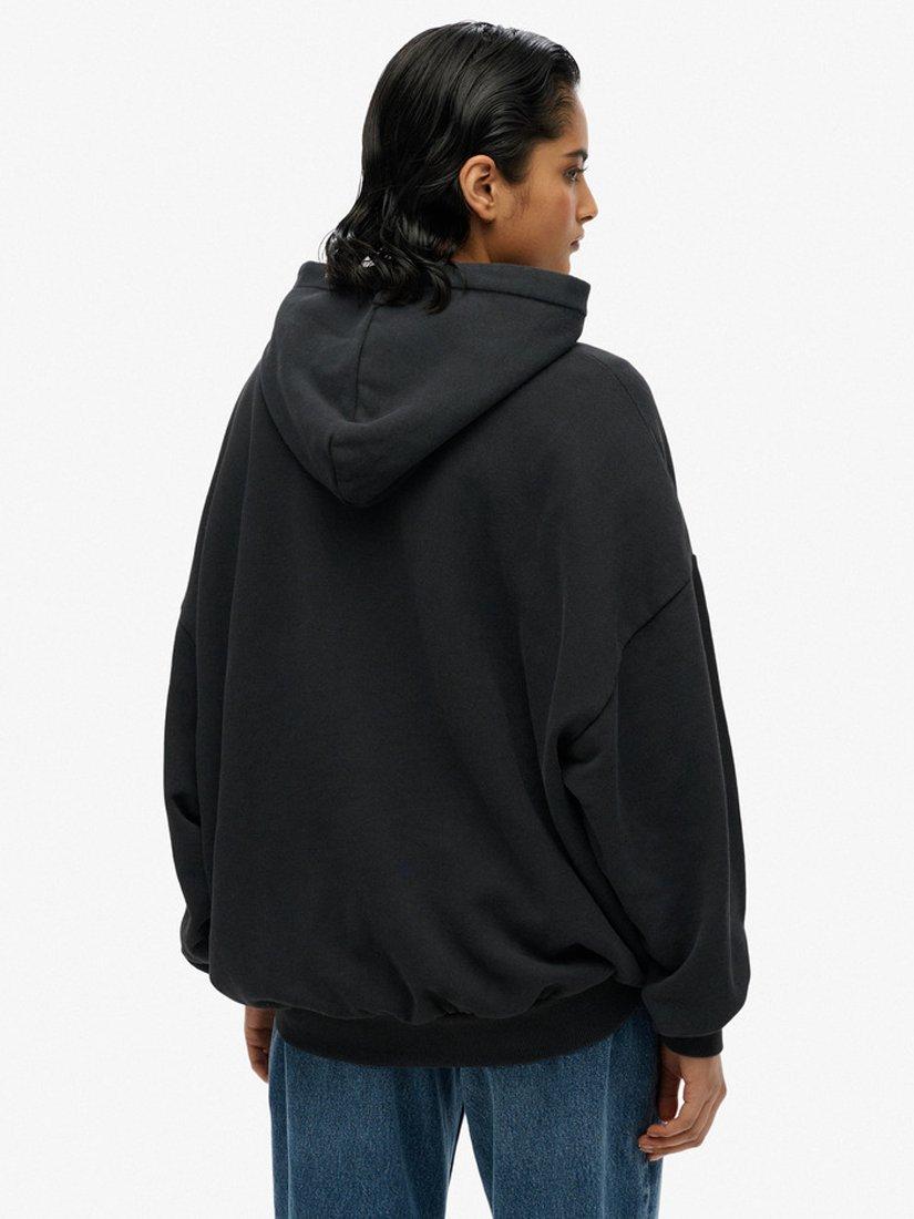 Product image 2 of 5, which shows Superdry Lo-Fi Biker Oversized Hoodie, Black, 8