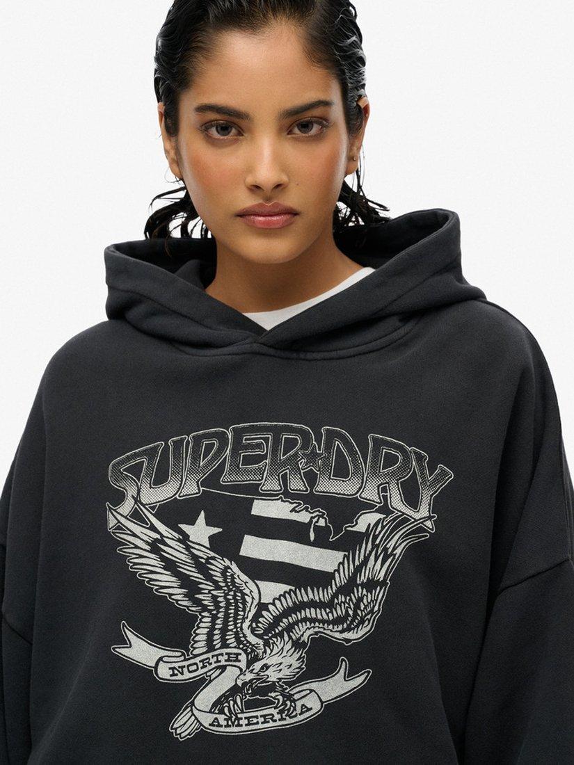 Product image 4 of 5, which shows Superdry Lo-Fi Biker Oversized Hoodie, Black, 8