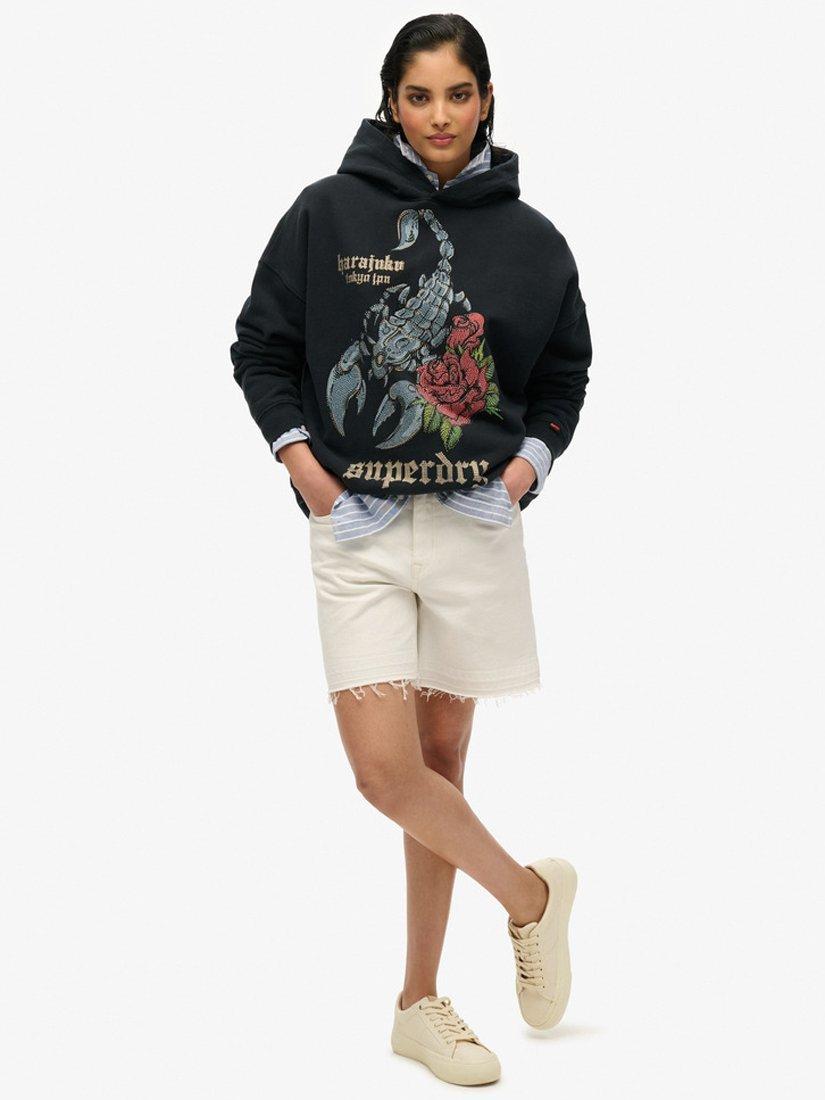 Product image 3 of 5, which shows Superdry Neo Trad Tattoo Relaxed Hoodie, Jet Black, 8