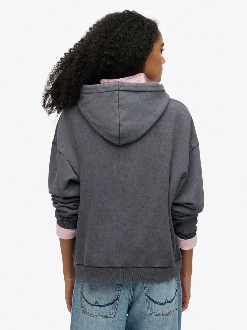 Product image 2 of 4, which shows Superdry Vintage Logo Metallic Relaxed Hoodie, Backstage Black, 8