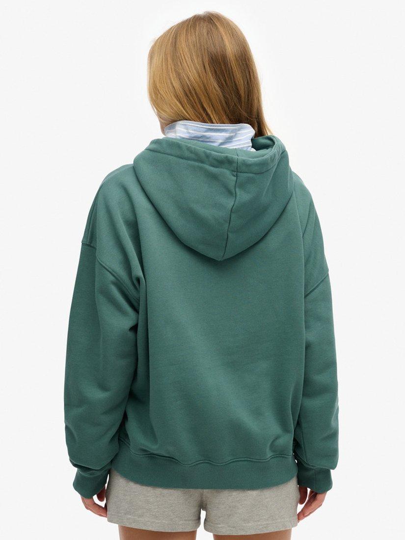 Product image 2 of 5, which shows Superdry Tokyo Vintage Logo Relaxed Hoodie, Mallard Green, 8