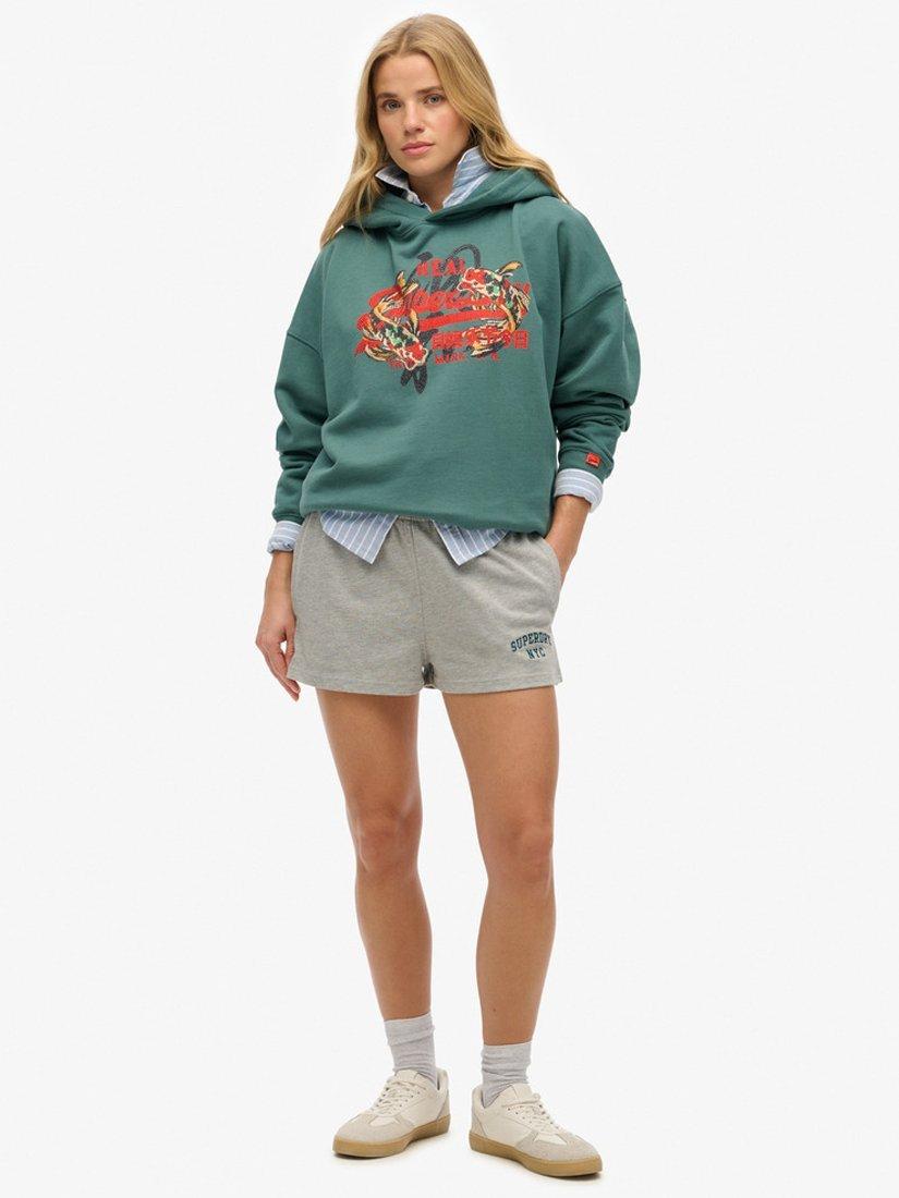 Product image 3 of 5, which shows Superdry Tokyo Vintage Logo Relaxed Hoodie, Mallard Green, 8