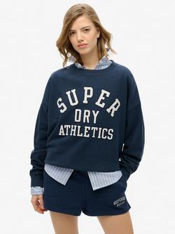Superdry Athletic Essentials Relaxed Applique Sweatshirt, Richest Navy, Richest Navy