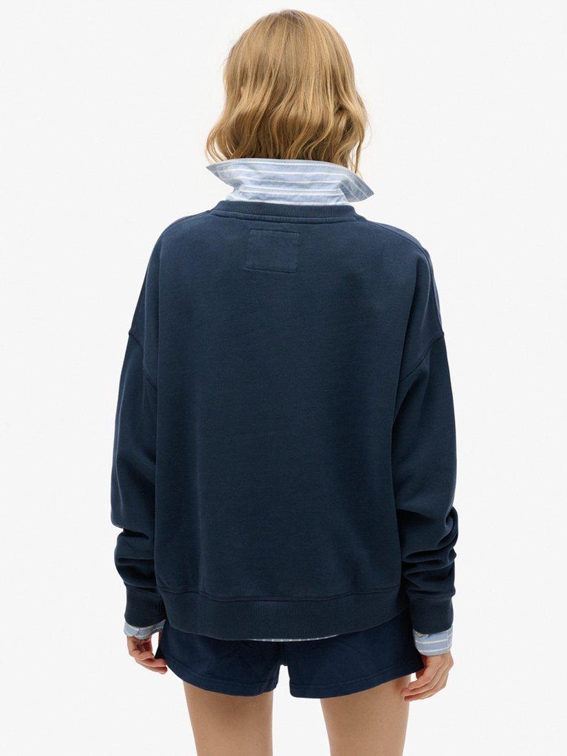 Product image 2 of 5, which shows Superdry Athletic Essentials Relaxed Applique Sweatshirt, Richest Navy, 8