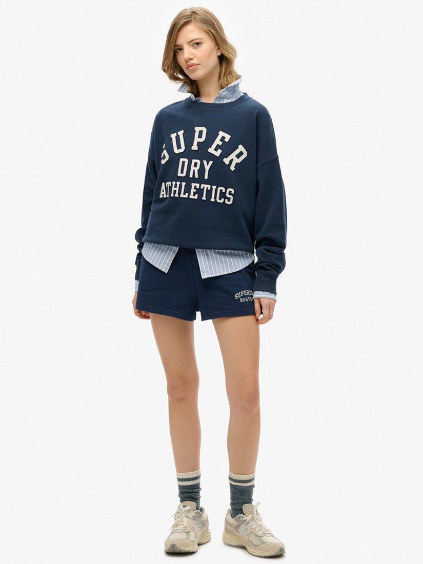 Product image 3 of 5, which shows Superdry Athletic Essentials Relaxed Applique Sweatshirt, Richest Navy, 8