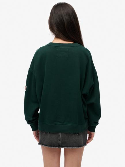 Superdry Athletic Essentials Relaxed Crew Sweatshirt - view 2, Dark Pine Green