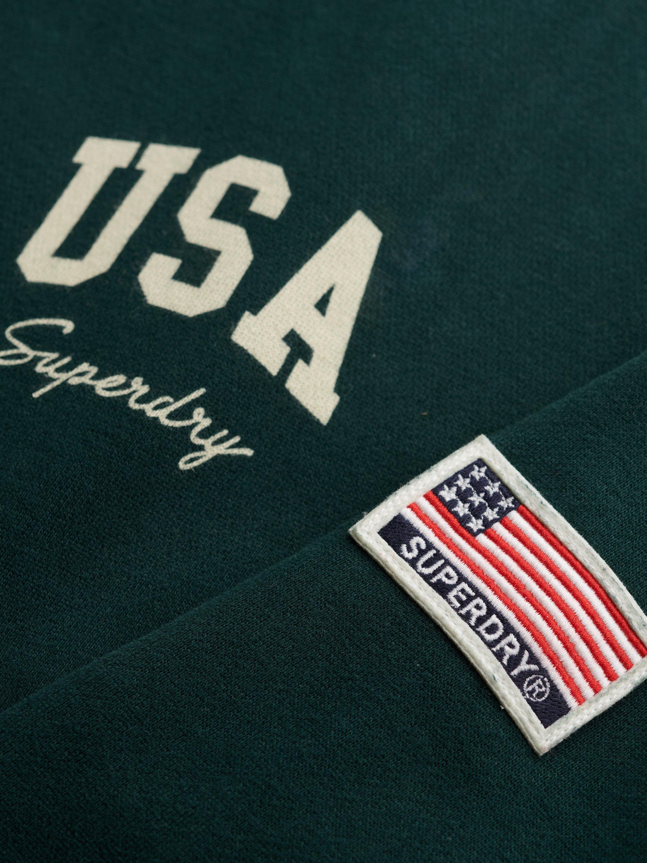 Product image 6 of 6, which shows Superdry Athletic Essentials Relaxed Crew Sweatshirt, Dark Pine Green, 8