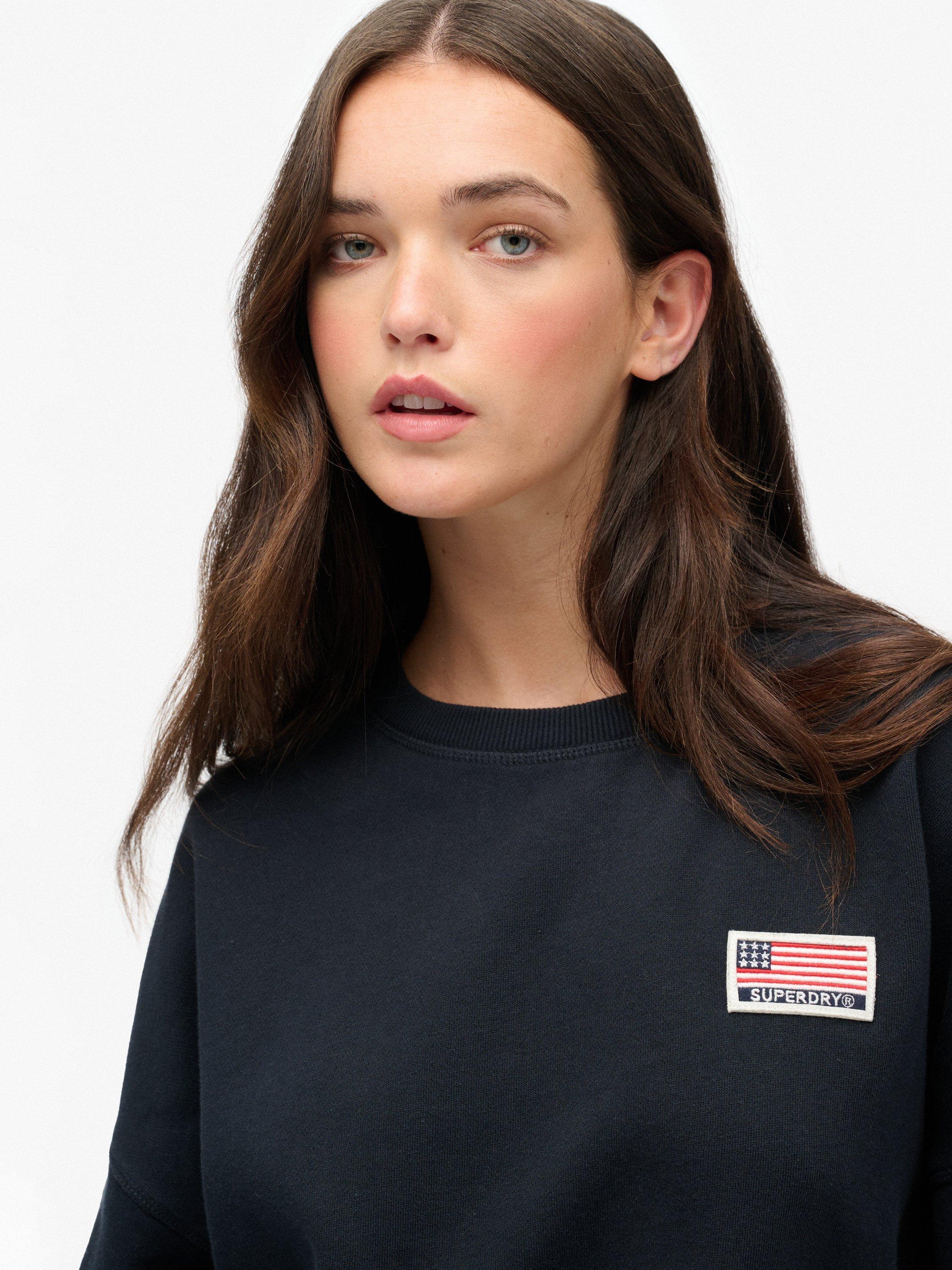 Product image 4 of 6, which shows Superdry Athletic Essentials Relaxed Crew Sweatshirt, Eclipse Navy, 8