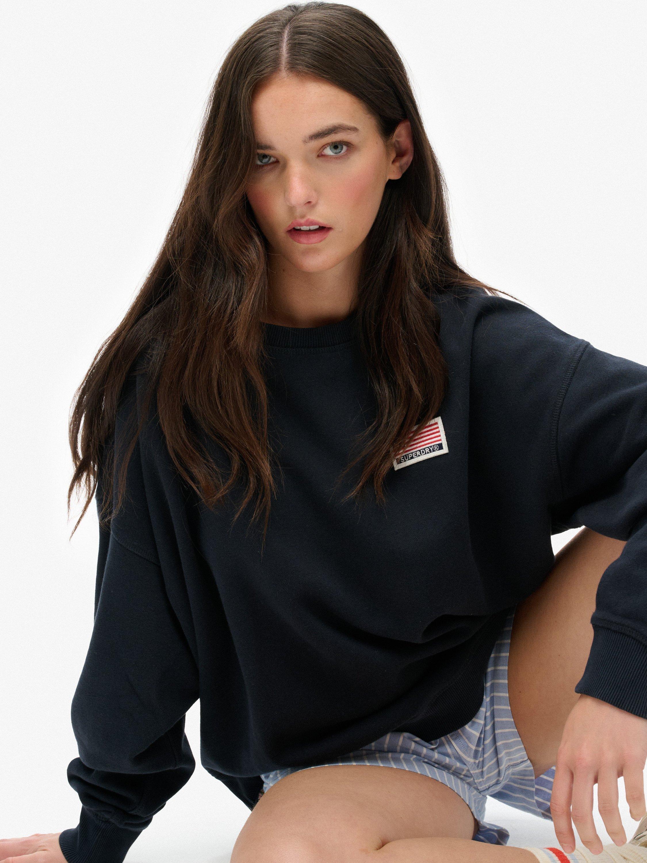 Product image 5 of 6, which shows Superdry Athletic Essentials Relaxed Crew Sweatshirt, Eclipse Navy, 8