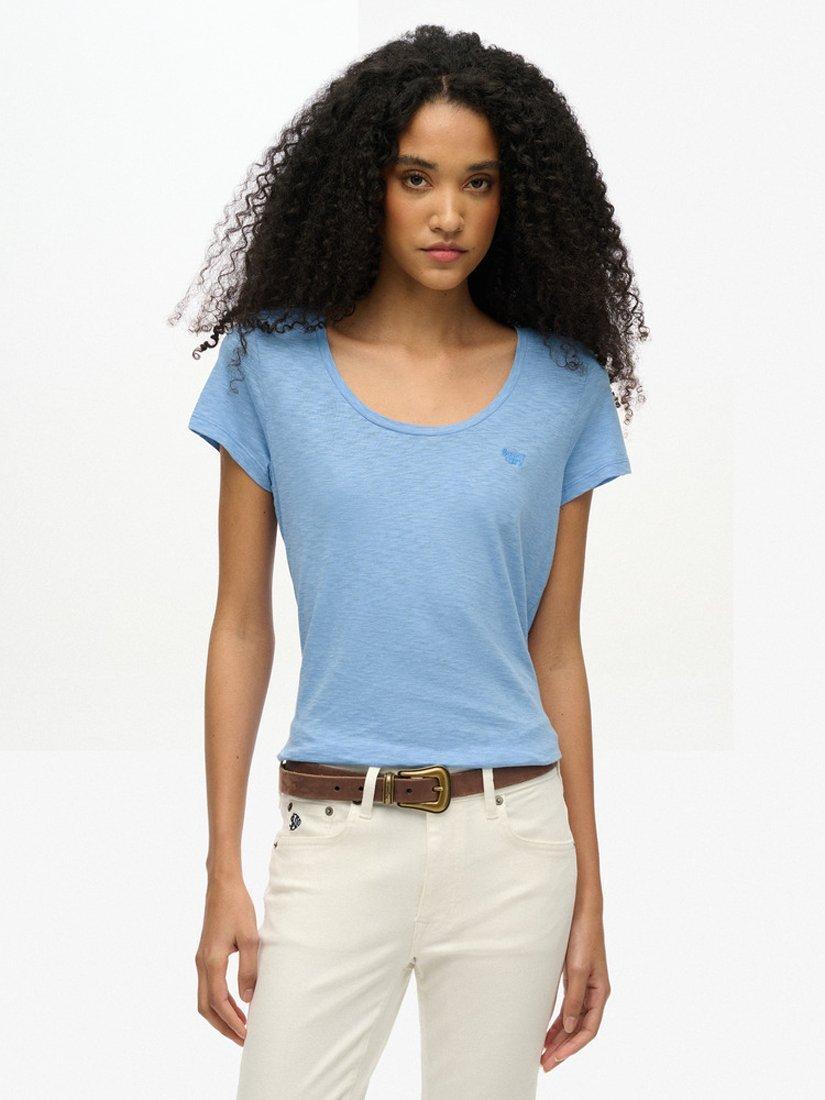 Product image 1 of 5, which shows Superdry Studios Scoop Neck T-Shirt, Bluebell, 8