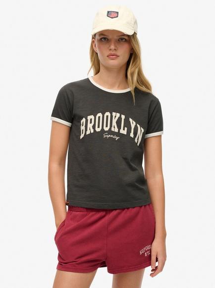 Superdry Athletic Essentials Ringer Fitted T-Shirt, Charcoal