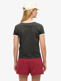 Superdry Athletic Essentials Ringer Fitted T-Shirt - view 2, Charcoal