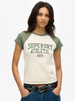 Superdry Athletic Essentials Raglan Sleeve Pure Organic Cotton T-Shirt, Desert Bone White, Desert Bone White