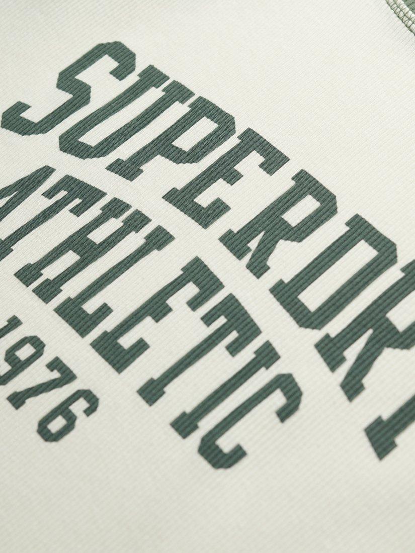 Product image 5 of 5, which shows Superdry Athletic Essentials Raglan Sleeve Pure Organic Cotton T-Shirt, Desert Bone White, 8