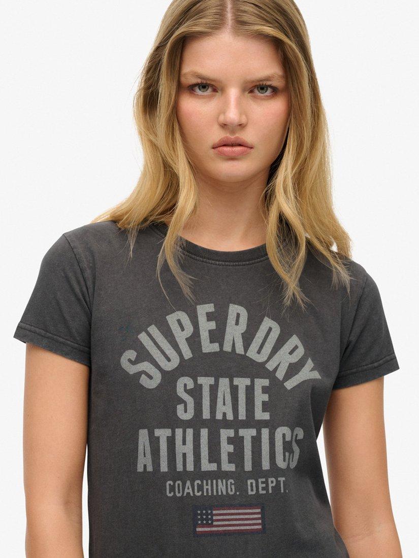 Product image 4 of 4, which shows Superdry Athletic Graphic Pure Organic Cotton T-Shirt, Charcoal, 8