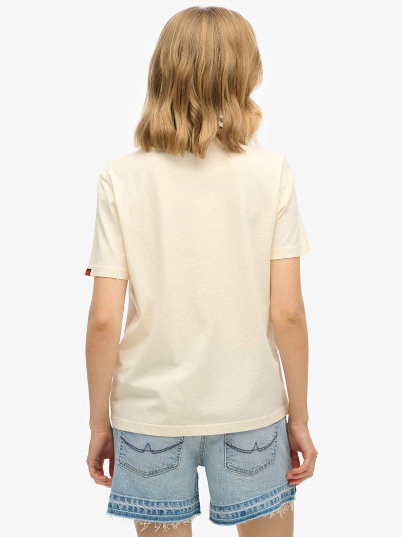 Product image 2 of 5, which shows Superdry Old School Tattoo Relaxed T-Shirt, Cream, 8