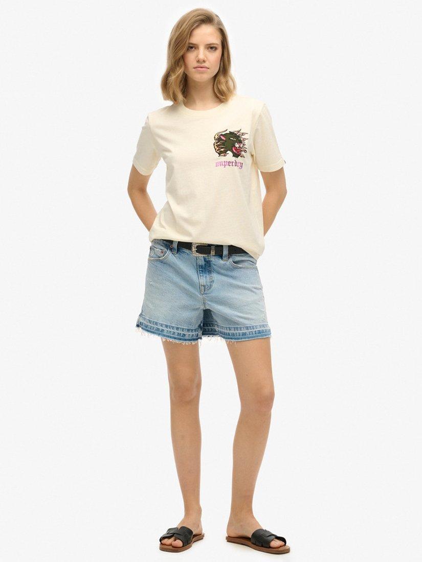 Product image 3 of 5, which shows Superdry Old School Tattoo Relaxed T-Shirt, Cream, 8