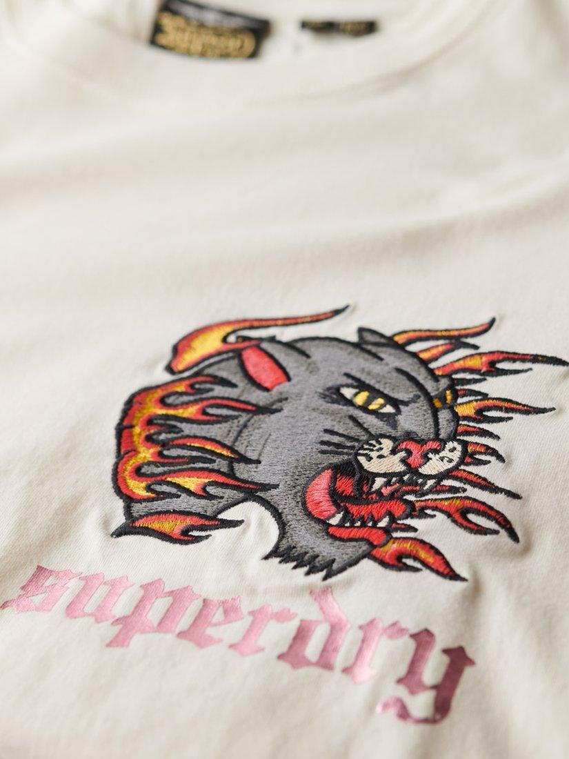 Product image 5 of 5, which shows Superdry Old School Tattoo Relaxed T-Shirt, Cream, 8